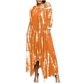 thumbnail image 1 of Vestido a media pierna con abertura en el bolsillo con teñido anudado y cuello redondo holgado informal con cuello redondo y manga tres cuartos a la moda Pompotops ghjkhdj12611, 1 of 7