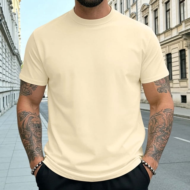 Tops para hombre, blusas y camisas de cuello redondo y manga corta para hombre, camisetas deportivas de secado rápido de color liso, de moda, de manga corta, ajustadas, informales.
