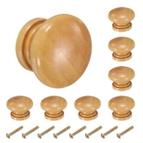 8pcs Round Wooden Knobs, 34mm/1.3" Mushroom Shape Single Hole Drawer for Drawer Dresser Wardrobe, Light Brown