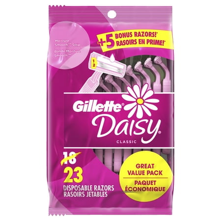 Gillette Daisy Classic Disposable Women's Razor Bonus Pack, 23 Count