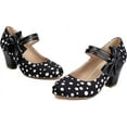 thumbnail image 3 of Women Polka Dot Mary Jane Bow Pumps Block Heels, 3 of 7