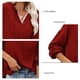 thumbnail image 4 of Mujeres con capucha Top encaje empalme cuello en V hombro caído cordón suéter suelto sudaderas para dama, 4 of 5