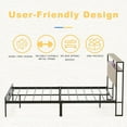 thumbnail image 3 of HAUSOURCE Queen Bed Frame with Storage Headboard Metal Platform Bed, 3 of 7