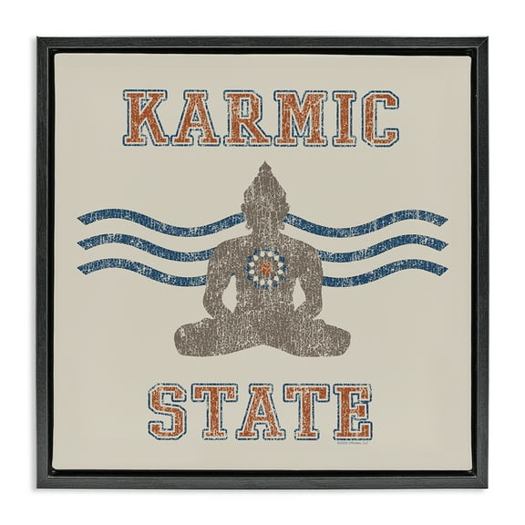 Stupell Industries Vintage Karmic State Text & Numbers Painting Black Floater Framed Canvas Art Print Wall Art, 18 x 18