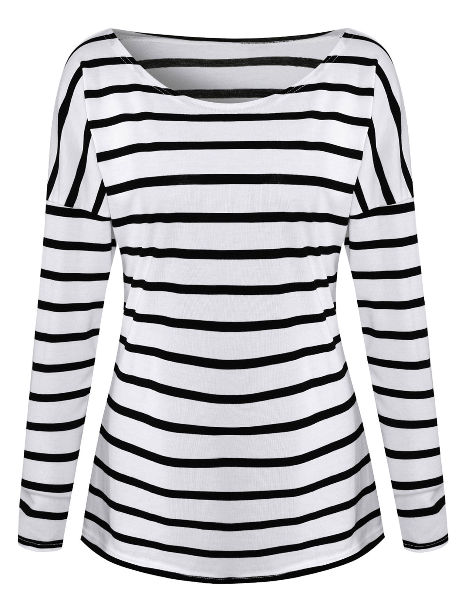 black and white striped tunic tops