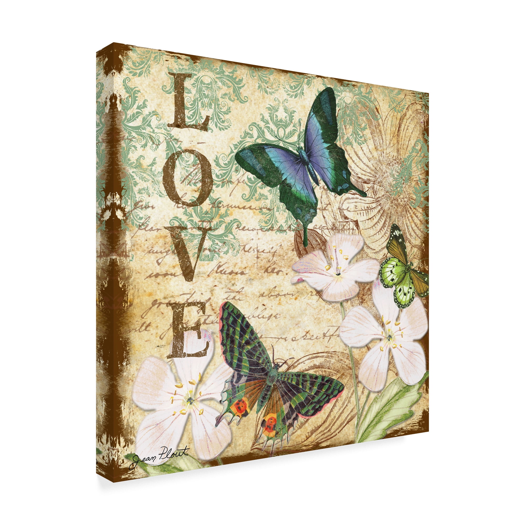 Trademark Fine Art 'Inspirational Butterflies Love' Canvas Art by Jean Plout