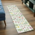 thumbnail image 3 of 2'x6' Rug Runners for Hallways Kitchen, Spring Floral Non Slip Entryway Beside Floor Carpet Runner, Pink Flowers Green Plaid Pastoral Washable Laundry Room Bedroom Throw Rugs Mat for Family Pet, 3 of 8