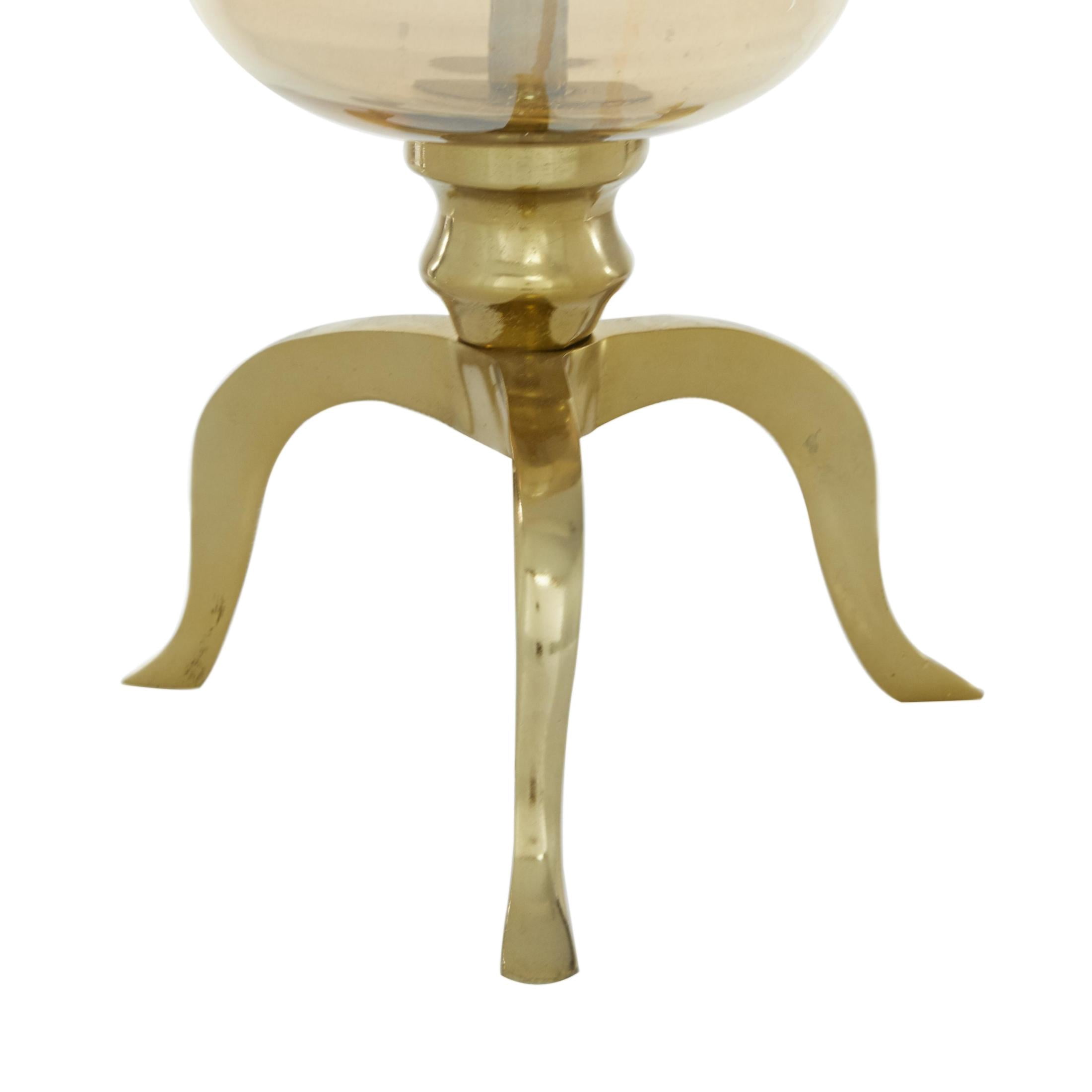 DecMode Gold Aluminum Metal Single Candle Hurricane Lamp