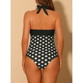 thumbnail image 3 of DARING DIVA Halterneck Polka Dot Tummy Control Swimsuit XS Black, 3 of 6