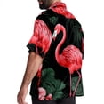thumbnail image 3 of Flamingo Tropical Rainforest Men's Casual Printed Button Down Short Sleeve Poplin Hawaiian Beach Shirt with Spread Collar Tops, 3 of 6