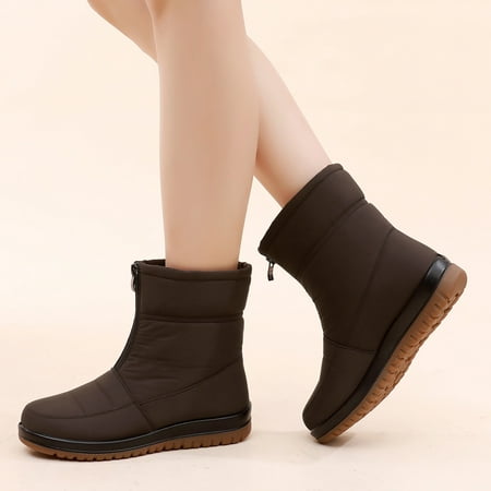 

PhoneSoap Ladies Warm Snow Boots Flat Boots Casual Shoes Fashion Soft Sole Ladies Boots Shoes Anti Ski Ground Boots Brown