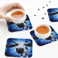 thumbnail image 4 of Drink Coasters, White Cow Blue Oil Painting -PVC Leather Coasters Sets of 4 for Tabletop Protection - Bar Accessories, Coasters for Drinks Cup Aesthetic Coasters Home Office Decor Square, 4 of 5