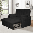 thumbnail image 2 of Black Pull-Out Sofa Bed - Space-Saving Convertible Sleeper with Burlap Upholstery, 2 of 9
