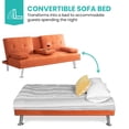 thumbnail image 4 of Aukfa Tufted Futon Convertible Sofa Bed for Home Office, 2 Cup Holders&Pillows, Leather, Orange, 4 of 11