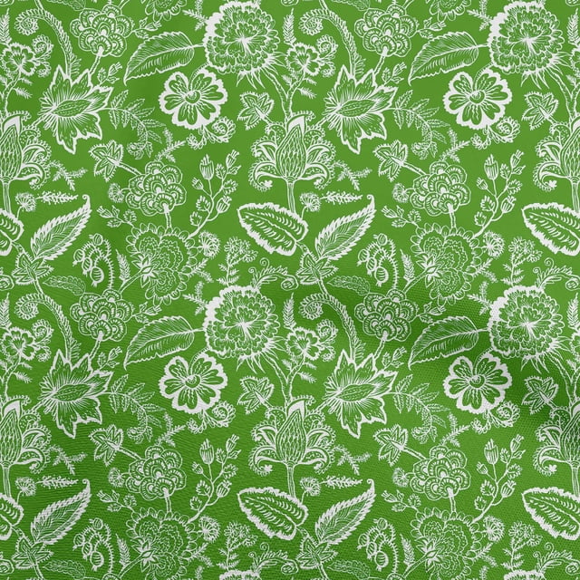 oneOone Tissu Popeline de Coton Sergé Vert Forêt Tissu Robe Florale Jacobéenne Tissu Imprimé Tissu au Mètre 56 Pouces de Large