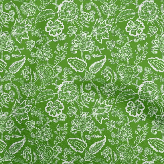 oneOone Polyester Spandex Forest Green Fabric Jacobean Floral Dress Material Fabric Print Fabric By The Yard 56 Inch Wide