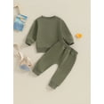 thumbnail image 4 of Suealasg Toddler Baby Boys Girls Fall Tracksuit Outfits 3M 6M 1T 2T 3T Kids Boys Long Sleeve Letter Mountain Print Sweatshirt and Drawstring Pants Sets, 4 of 9