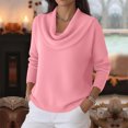 thumbnail image 5 of Cowl Neck Sweaters Womens Elegant Casual Dressy Knitted Tops Christmas Party Outfits Long Sleeve Holiday Pullover (M, Pink), 5 of 7