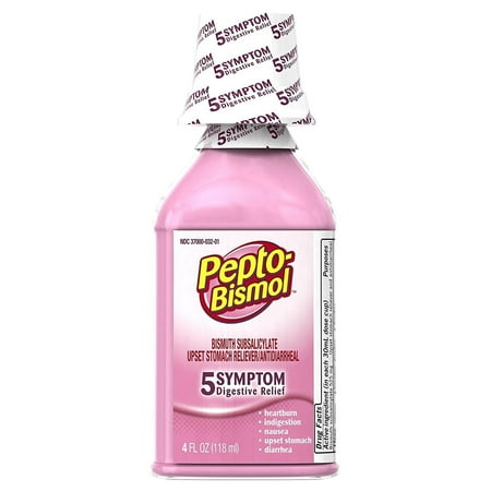 Pepto-Bismol Original Liquid 5 Symptom Relief including Upset Stomach & Diarrhea 4 Oz