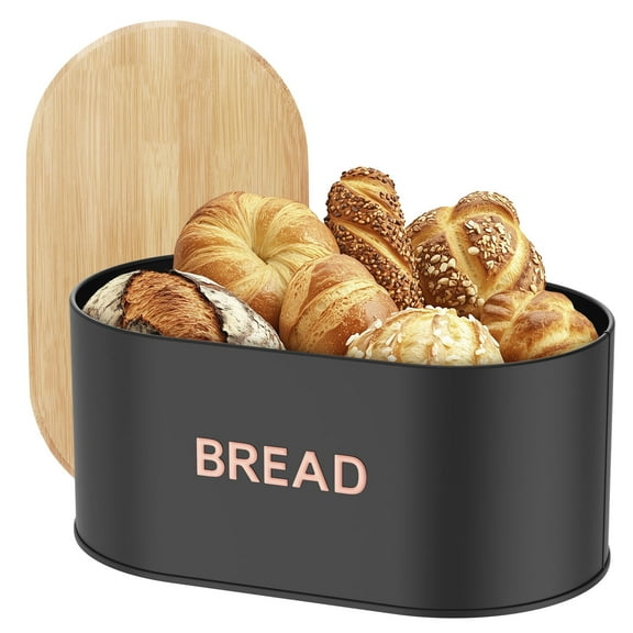 Grusce Bread Box for Kitchen Countertop, Bread Box with Cutting Board Lid, Bread Box, Bread Bin Organizer, Bread Holder, Kitchen Countertop Storage Bin Space Saving for Home Kitchen