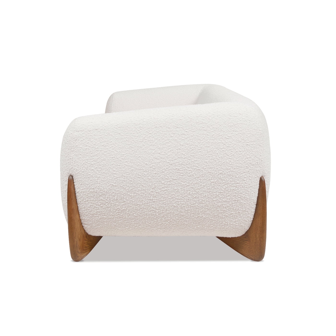 Jennifer Taylor Home Alpine 90.5" Modern Scandinavian Boucle Minimalist Round Arm Sherpa Sofa, Ivory White