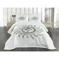 thumbnail image 3 of Ambesonne Sun Quilted Bedspread Set 3 Pcs, Tribal Star Moons, King Size, Black White, 3 of 5