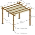 thumbnail image 2 of WildBreak Outdoor Pergola 10 x10 Feet, Wood Grain Metal, with Retractable Canopy, Off-white, 2 of 6
