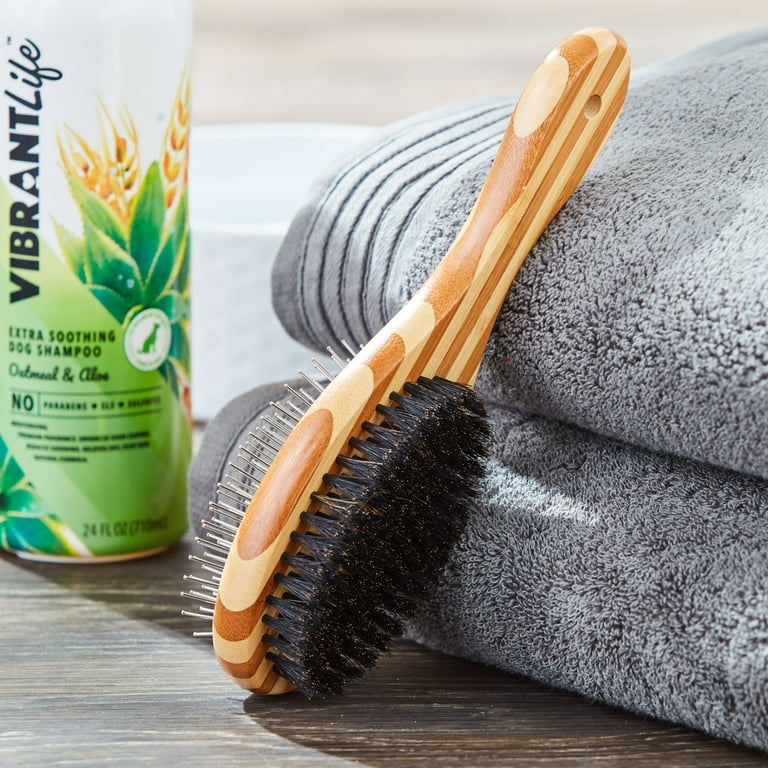 Vibrant Life Bamboo Combo Brush for Detangling and Finishing Dogs