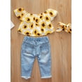 thumbnail image 2 of Dooleck Toddler Girl Ripped Jeans Sunflower Shirt Top Denim Pant Kids Girls Clothes, 2 of 8