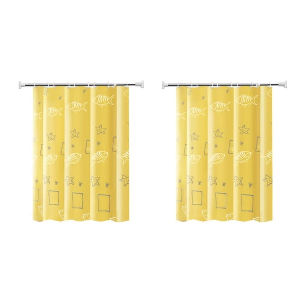 Advancent Cortinas impermeables y calientes del tejido de poliester para el amarillo 200W-180H de la partición del cuarto de baño 200W-180H 2Conjunto