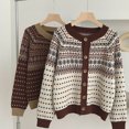 thumbnail image 4 of sweethay Suéter de moda, cárdigan de cuello de otoño, abrigo de punto con estampado térmico, Top cálido de manga larga, ropa suelta para la Abrigos y chamarras Beige, 4 of 6