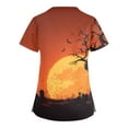thumbnail image 3 of MLQIDK Halloween Scrubs for Womens Short Sleeve Pumpkin Ghost Bat Printed Nurse Uniforms Halloween V Neck Funny Scrub Shirts Plus Size Fun Workwear Orange 3XL, 3 of 4