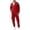 Red, variant on Men Tracksuit Set, Long Sleeve Polo Shirt with Zipper Pockets, Casual Joggers with Elastic Waistband, Two Piece Outfit for Home, Daily Wear, Light Activity