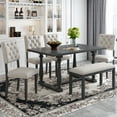 thumbnail image 2 of EUROCO 6-Piece Dining Table and Chair Set with Special-shaped Legs and Foam-covered Seat Backs&Cushions for Dining Room, 2 of 7