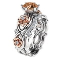 thumbnail image 1 of Conjunto de anillo doble de diamantes de imitación de rosa a la moda, anillo Floral encantador de acero inoxidable, joyería para mujeres y niñas adolescentes Wmkox8yii fajkfhkj3337, 1 of 2