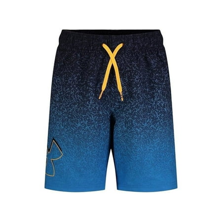 Under Armour Trunk Shorts Boy Large Blue Tipped Logo Drawstring Swimwear ERK1135
