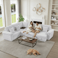 thumbnail image 2 of Modular Sectional Sofa, 110" Modern Corduroy V-Shaped Couch with Pull Out Sofa Bed, Cup Holder and USB, Large 6 Seater Convertible Sofa for Living Room Apartment (Deep Seat, Light Grey), 2 of 4