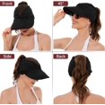 thumbnail image 5 of Chapeaux de Soleil pour Femmes Protection UV Visière Large Bord Chapeaux d'Été avec Queue de Cheval, 5 of 5