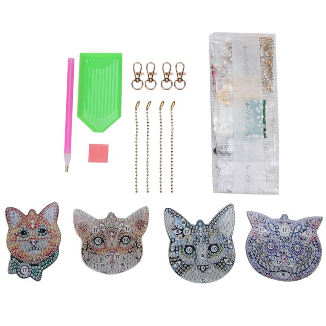 Key Ring, Painting Keychain Small Beautiful Exquisite Practical Adorable For Decorative Pendants For Gift Ice Cream,Cat Head