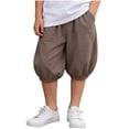 thumbnail image 3 of SROBPTY Boys Summer Pants Solid Linen Cropped Sweatpants Side Pocket for Daily Use 6M-12Y, 3 of 5