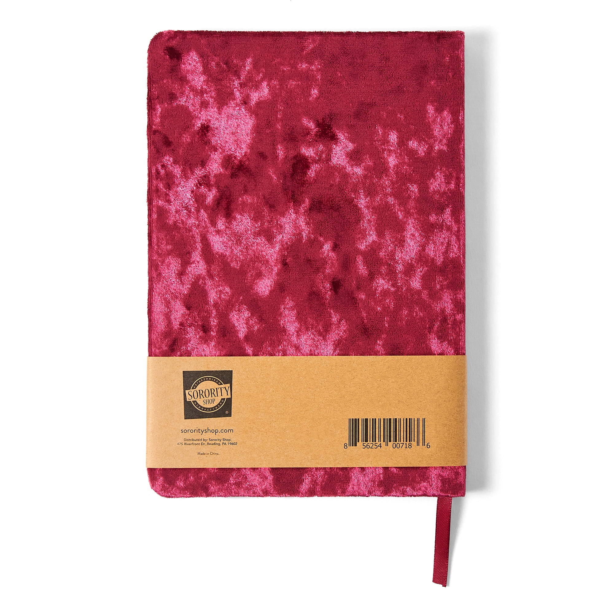 Sorority Shop Alpha Sigma Alpha Notebook - ASA Velvet Notebook, With Velvet Cover, Gold Foil Imprint, Satin Ribbon, 216 Lined Pages, Glued Binding - Sorority Journal
