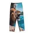 thumbnail image 6 of Fotbe Ice Blue Coastal Lion Women's Pajama Pants,Sleepwear Pants,Pj Bottoms Drawstring And Pockets-Medium, 6 of 7