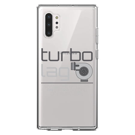 DistinctInk Clear Shockproof Hybrid Case for Galaxy Note 10 PLUS (6.8 Screen) - TPU Bumper Acrylic Back Tempered Glass Screen Protector - Turbo Lag - Giving N/A Cars False Hope