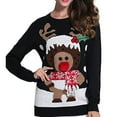 thumbnail image 1 of Gibobby Temperamento Suelto Top de Manga Larga de cuello Rojoondo de animados sueltos para mujer, suéter de Navidad, suéter de punto de invierno (Negro, S), 1 of 3