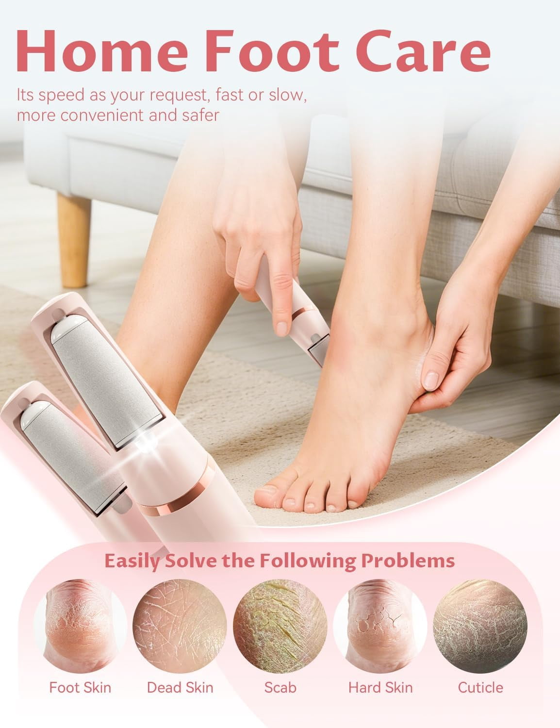 Ron Foot Callus Remover Electric: Rechargeable — Powerful Dead Skin Remover — Anti-Slip | Foot Care / Shower for Gentlemen & Ladies & Seniors