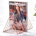 thumbnail image 1 of TFixol Metal Record Stand - Record Storage | Triangle Display Stand for 60 Records | LP Storage Case Newspaper Rack | Vinyl Record Holder for Office, CD, Magazine（gold）, 1 of 6