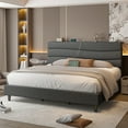 thumbnail image 3 of EnHomee King Size Bed Frame with Headboard Upholstered Bed Frame King with Storage King Size Bed Frame with Charge Station Gray, No Box Spring Needed, Noise Free, 3 of 7