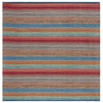 SAFAVIEH Montauk Albine Striped Cotton Area Rug, Blue/Grey, 6' x 6' Square