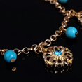 thumbnail image 5 of AYYUFE Boho Double Layers Rhinestone Flower Turquoise Foot Chain Anklet Ankle Bracelet, 5 of 5