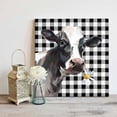 thumbnail image 4 of Farm Cow Framed Canvas Wall Art, White Daisy Black Plaid Watercolor Country Style Wall Art Painting for Living Room Bedroom Home Decor, 20”x20”, Office Artwork Print, 4 of 9
